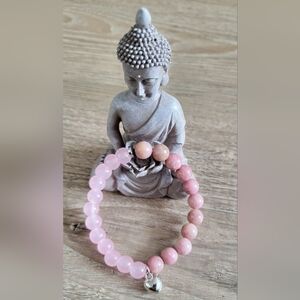 Rose Quartz & Rhodochrosite Beaded Bracelet